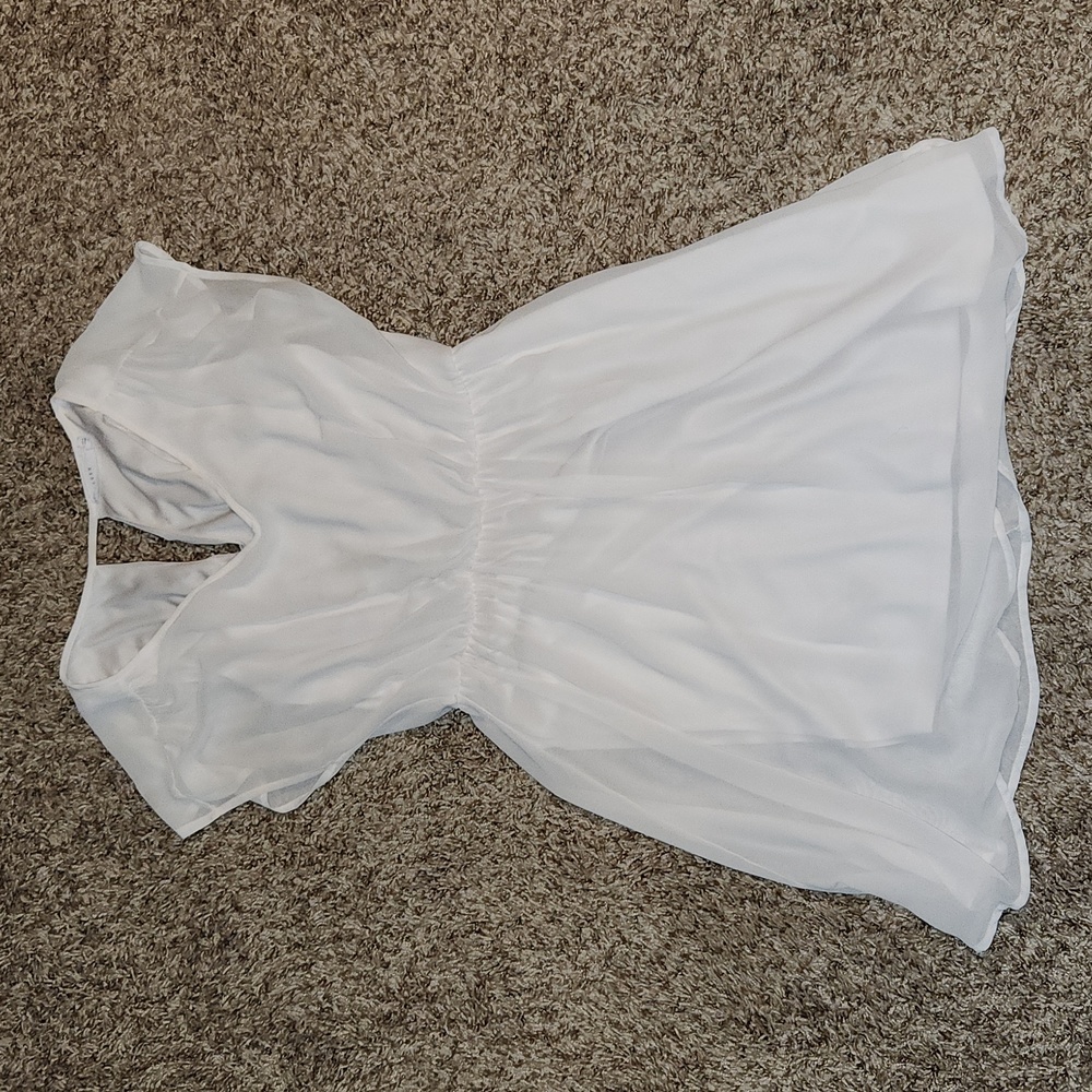 Sheer and lined white dress